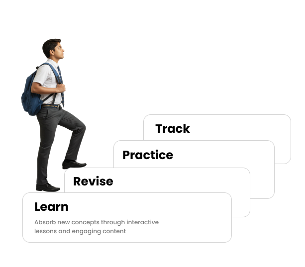 Edzy learning flow showing concept explanation, practice questions, and progress tracking in light mode